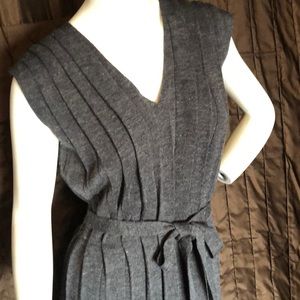 Grey pleated woollen dress